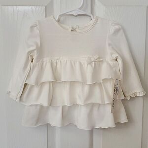 NWT New Miniwear Cream Ruffle Long Sleeve Top Baby Girl Size 18 Months